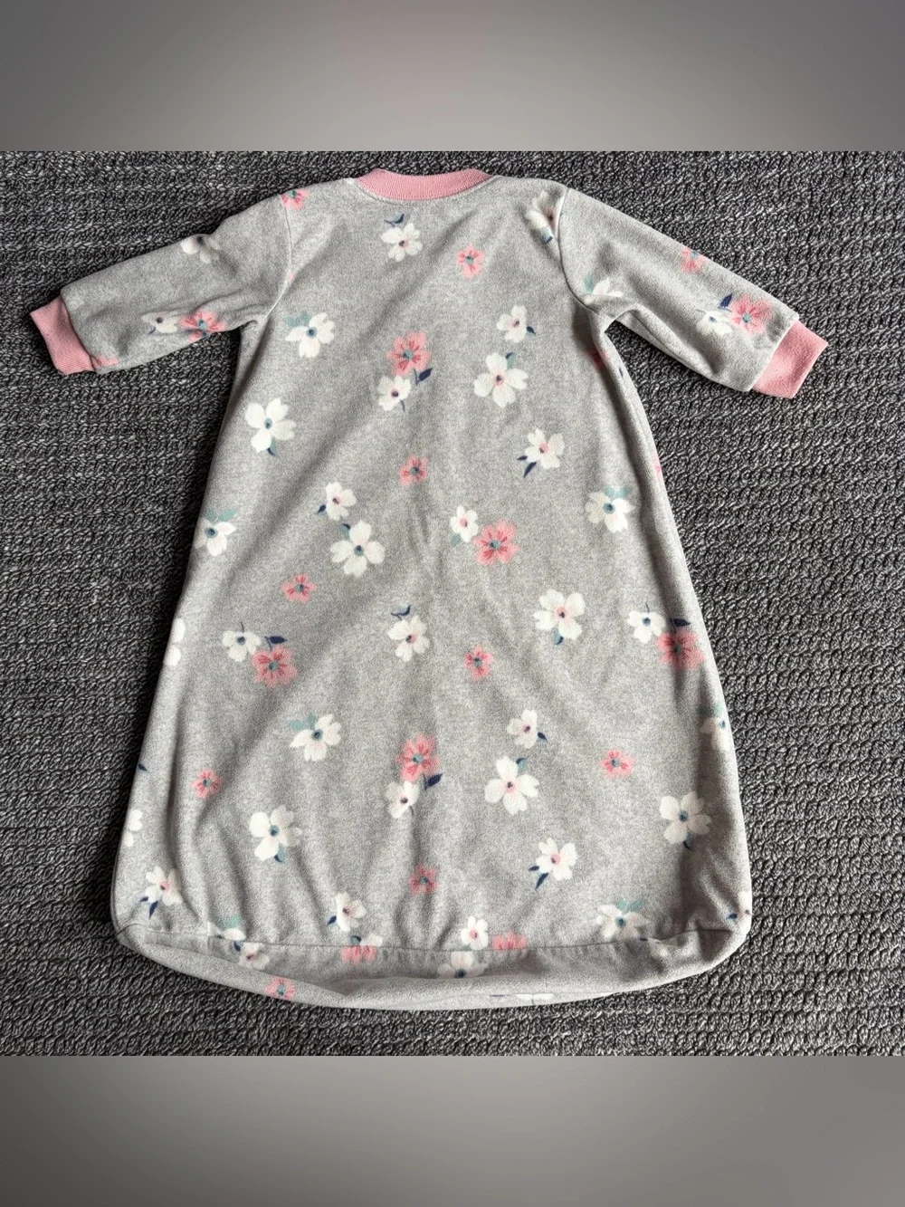 Carter’s Baby Girl 3-6M Sleep Sack Gray Floral Long Sleeve Fleece Zip Up Blanket